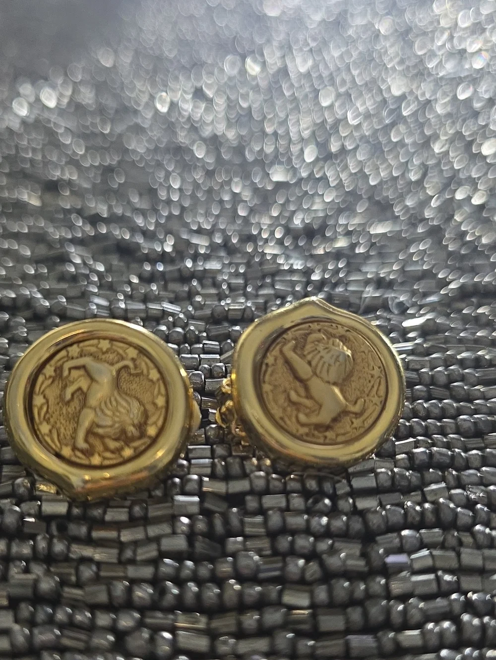 Vintage Gold Lion Crest Cufflinks - Men Accessories